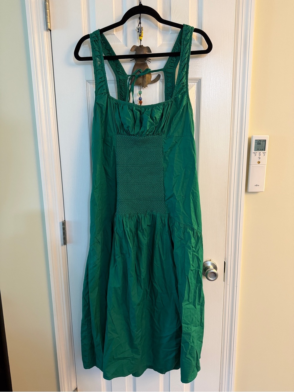 Anthropologie Green Smocked Tank Midi Dress - Picture 2 of 5